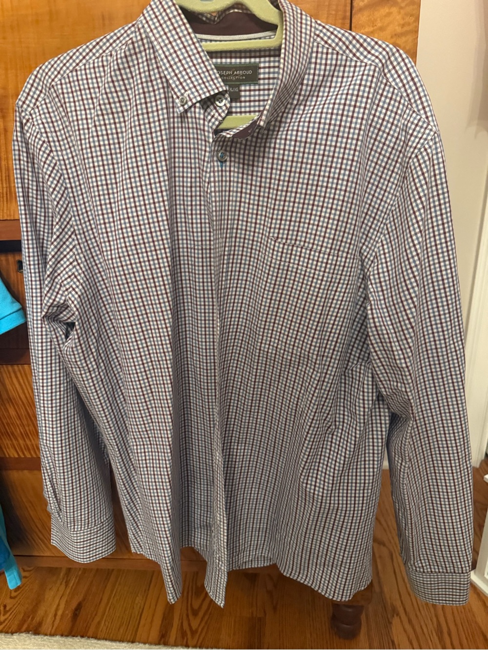 Joseph Abboud Men's Checked Dress Shirt - White, Blue & Burgundy